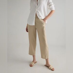 Quince 100% European Linen Cropped Pants – XS – Tan/Flax